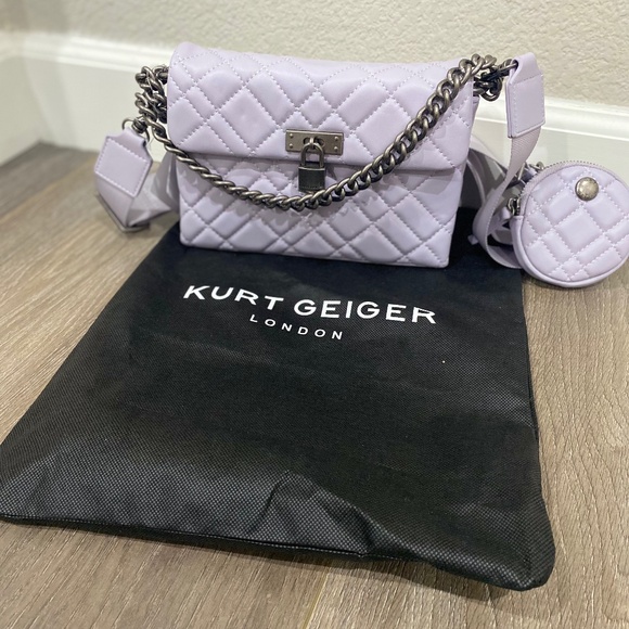 New💜 Kurt Geiger London Light Pastel Purple Brixton Lock Medium Shoulder Bag - Picture 4 of 9